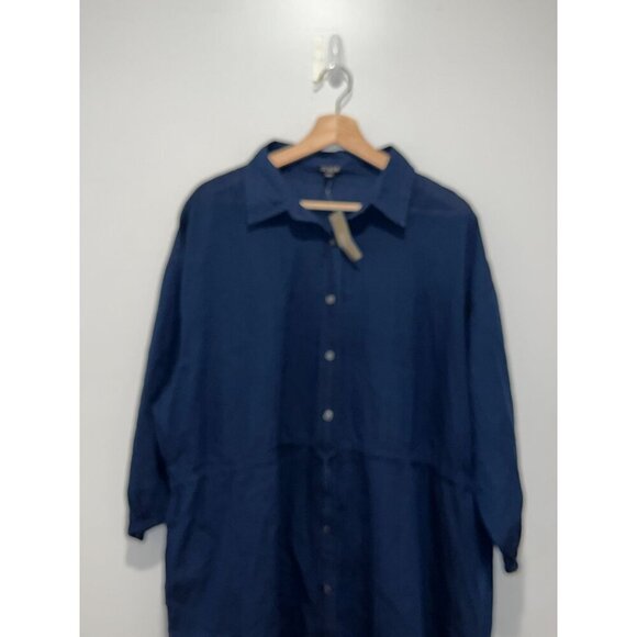 NWT J. Crew Navy Button-Down Tunic Lightweight Cotton Women's Shirt Dress Size L - Picture 3 of 10